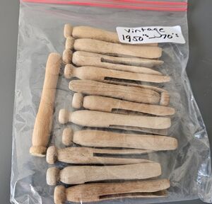 Vintage ( 1950's- 1970's) Wood Clothes Pins Set of 12